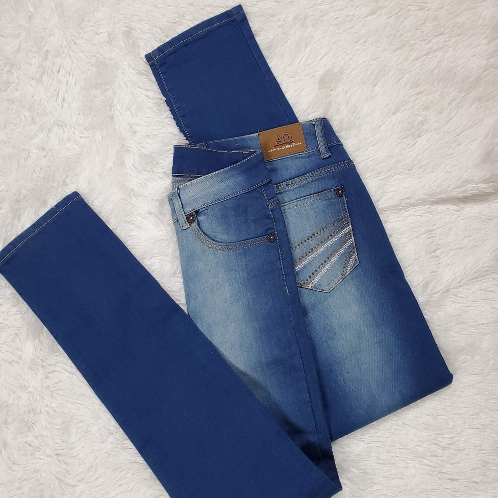 AQ FADED WASH BOHO EMBELLISHED SKINNY JEANS